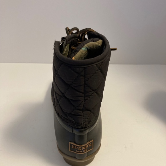 Sperry Black Leather Quilted Waterproof Duck Boots for Women Size 6.5 Preppy! - Picture 2 of 6